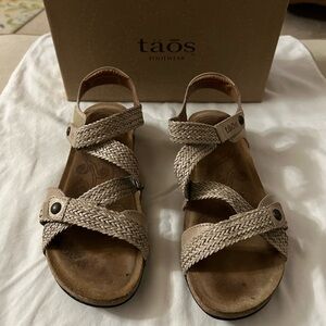 Taos ‘Trulie’ Braided Sandals in Stone color.  Women’s size 8